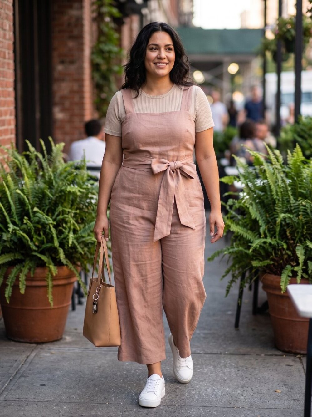 Vetta Dusty Blush Linen Two-Piece Design Jumpsuit Women's Size 12 New with Tags